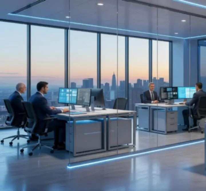 Abstract digital infrastructure representing secure and scalable IT systems