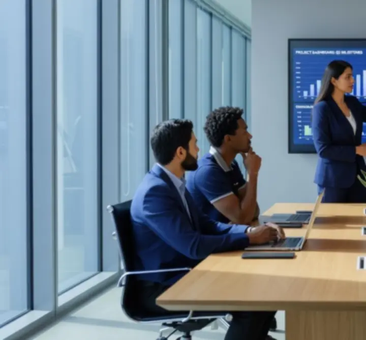 Digital dashboards and infrastructure representing modern corporate IT projects