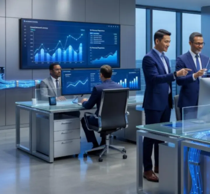 Modern digital infrastructure in a corporate office